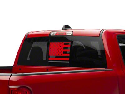 SEC10 Middle Window American Flag Decal; Red (02-24 RAM 1500)