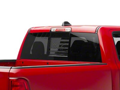 SEC10 Middle Window Distressed American Flag Decal; Matte Black (02-24 RAM 1500)