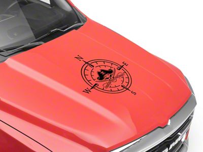 SEC10 Pirate Compass Hood Decal; Gloss Black (Universal; Some Adaptation May Be Required)