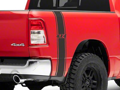 SEC10 Rear Vertical Stripe with 4x4 Logo; Matte Black (94-25 RAM 1500)