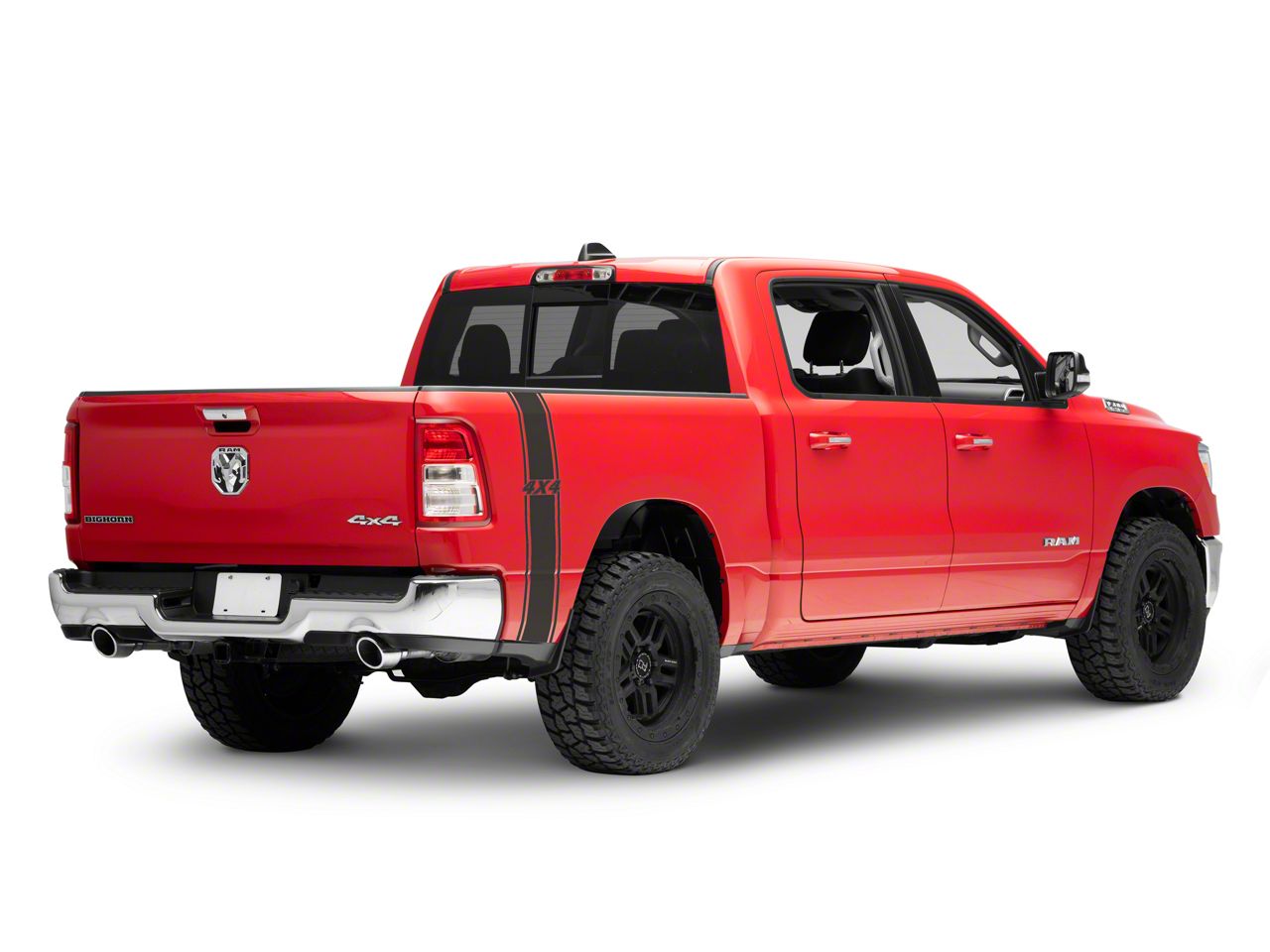 ram出品 SEC10 RAM 1500 Rear Vertical Stripe with 4x4 Logo; Matte Black