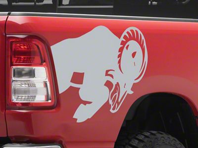 SEC10 Running Ram Head Decal; Silver (94-25 RAM 1500)