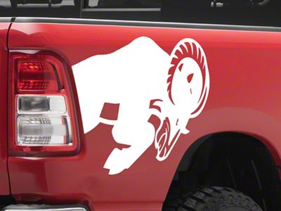 SEC10 Running Ram Head Decal; White (94-25 RAM 1500)
