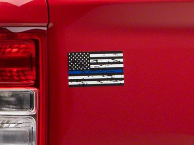 SEC10 Small Distressed Flag Decals; Blue Line (Universal; Some Adaptation May Be Required)