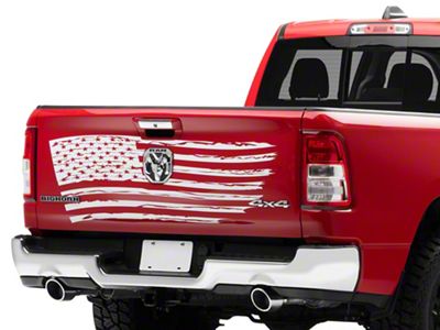 SEC10 Tailgate Flag Distressed Wave Decal; White (Universal; Some Adaptation May Be Required)