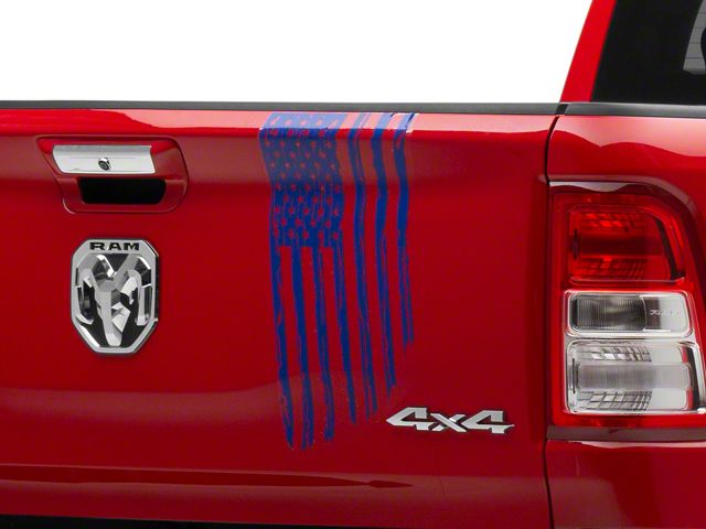 SEC10 Vertical Tailgate Distressed Flag Decal; Blue (02-24 RAM 1500)