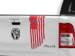 SEC10 Vertical Tailgate Distressed Flag Decal; Red (02-24 RAM 1500)