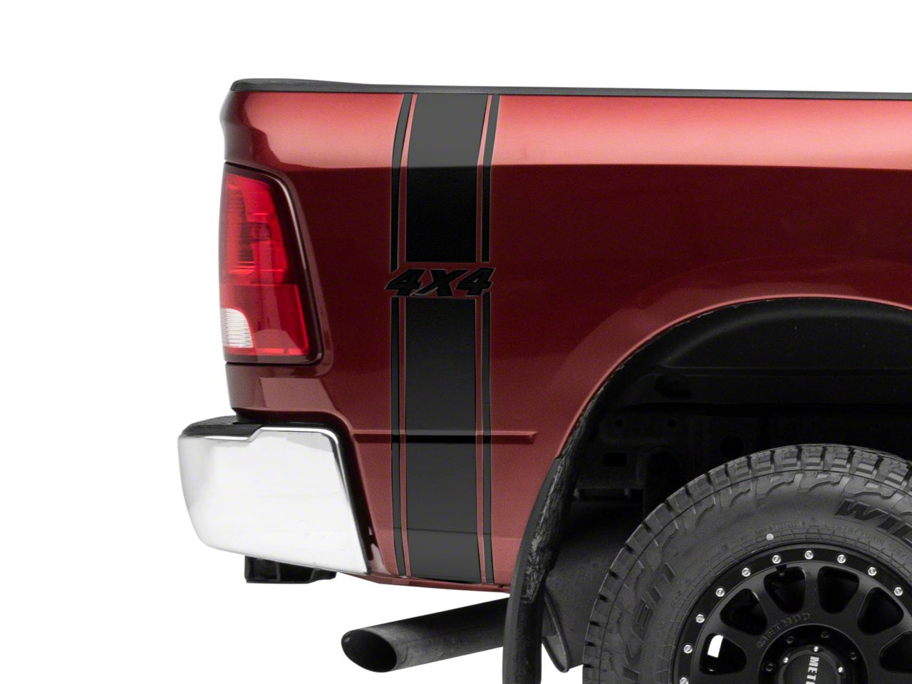 SEC10 RAM 2500 Rear Vertical Stripe with 4x4 Logo; Matte Black
