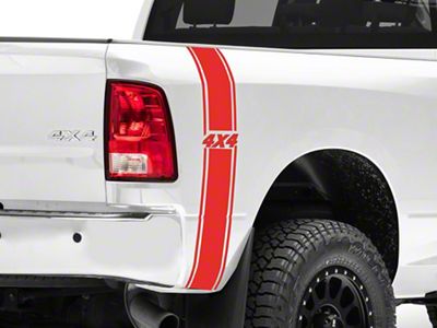 SEC10 Rear Vertical Stripe with 4x4 Logo; Red (94-24 RAM 2500)