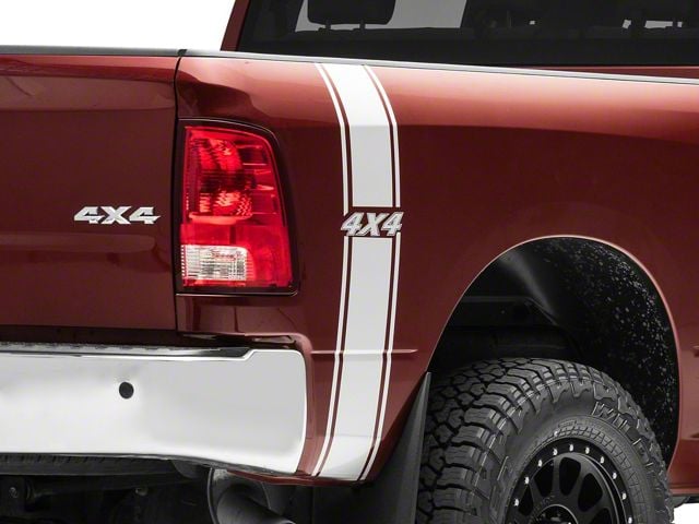 SEC10 Rear Vertical Stripe with 4x4 Logo; Silver (03-24 RAM 2500)