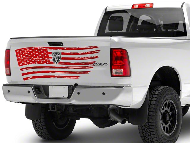 SEC10 Tailgate Flag Distressed Wave Decal; Red (Universal; Some Adaptation May Be Required)
