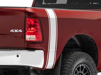 SEC10 Rear Vertical Stripe; Silver (03-24 RAM 3500)