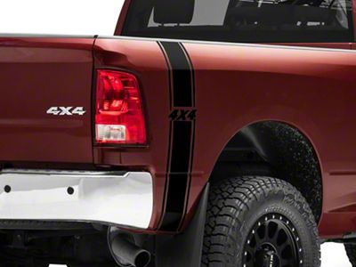 SEC10 Rear Vertical Stripe with 4x4 Logo; Gloss Black (94-24 RAM 3500)