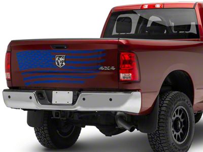 SEC10 Tailgate Flag Distressed Wave Decal; Blue (Universal; Some Adaptation May Be Required)