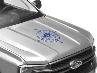 SEC10 Pirate Compass Hood Decal; Blue (Universal; Some Adaptation May Be Required)