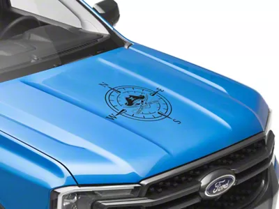 SEC10 Pirate Compass Hood Decal; Gloss Black (Universal; Some Adaptation May Be Required)