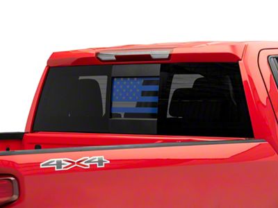 SEC10 Middle Window American Flag Decal; Blue (99-25 Sierra 1500)