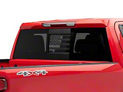 SEC10 Middle Window Distressed American Flag Decal; Matte Black (99-26 Sierra 1500)