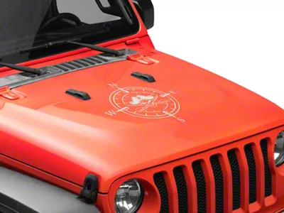 SEC10 Pirate Compass Hood Decal; Gloss Black (Universal; Some Adaptation May Be Required)