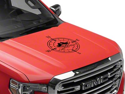 SEC10 Pirate Compass Hood Decal; Gloss Black (Universal; Some Adaptation May Be Required)