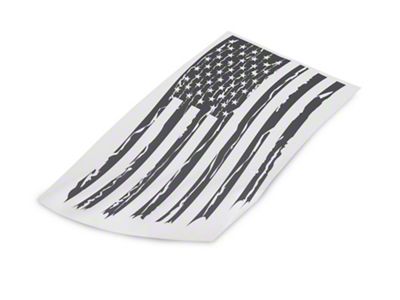 SEC10 Vertical Tailgate Distressed Flag Decal; Matte Black (99-24 Sierra 1500)