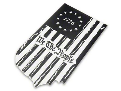 SEC10 We The People Vertical Flag Decal; Matte Black (Universal; Some Adaptation May Be Required)