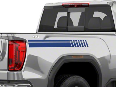 SEC10 Dashed Bed Stripes; Blue (01-25 Sierra 3500 HD)