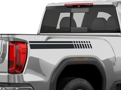 SEC10 Dashed Bed Stripes; Gloss Black (01-25 Sierra 3500 HD)