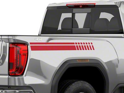 SEC10 Dashed Bed Stripes; Red (01-25 Sierra 3500 HD)
