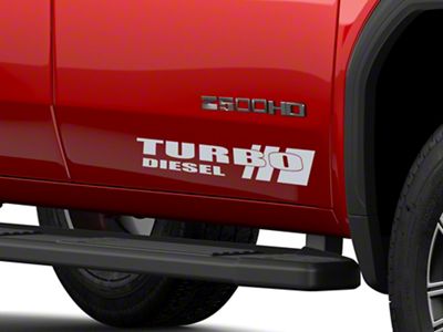 SEC10 Turbo Diesel Decals; Silver (01-25 Sierra 3500 HD)