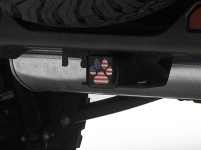 SEC10 Dog Paw Flag Hitch Cover Decal; RWB (Universal; Some Adaptation May Be Required)