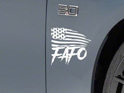 SEC10 FAFO Small Flag Decal; White (Universal; Some Adaptation May Be Required)