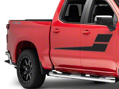 SEC10 Horizontal Side Stripes; Matte Black (99-25 Silverado 1500)