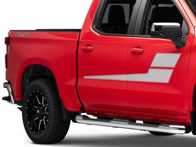 SEC10 Horizontal Side Stripes; Silver (99-24 Silverado 1500)