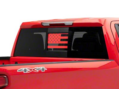 SEC10 Middle Window American Flag Decal; Red (99-25 Silverado 1500)