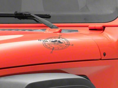 SEC10 Pirate Compass Hood Decal; Gloss Black (Universal; Some Adaptation May Be Required)