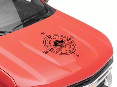 SEC10 Pirate Compass Hood Decal; Gloss Black (Universal; Some Adaptation May Be Required)