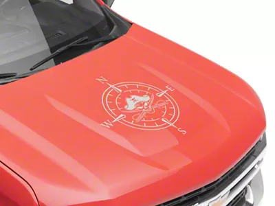 SEC10 Pirate Compass Hood Decal; Silver (Universal; Some Adaptation May Be Required)