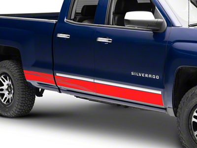 SEC10 Rocker Stripe Curves; Red (99-24 Silverado 1500)