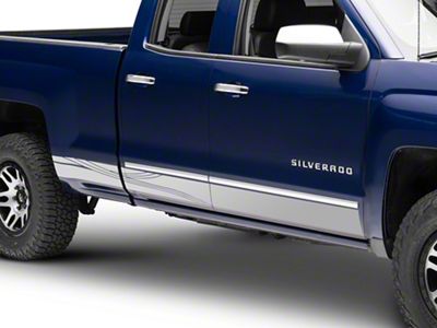 SEC10 Rocker Stripe Curves; Silver (99-24 Silverado 1500)