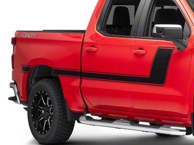 SEC10 Side Graphic with Pinstripe; Gloss Black (99-24 Silverado 1500)