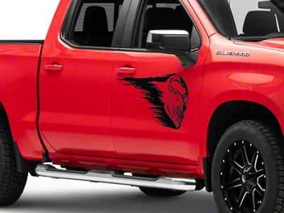 SEC10 Skull Crash Side Graphics; Gloss Black (99-24 Silverado 1500)