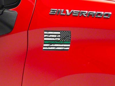 SEC10 Small Distressed Flag Decals; Green Line (Universal; Some Adaptation May Be Required)