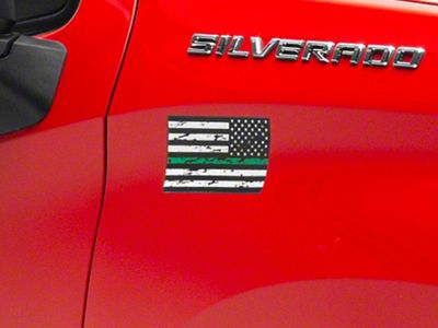 SEC10 Small Distressed Flag Decals; Green Line (Universal; Some Adaptation May Be Required)