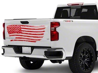 SEC10 Tailgate Flag Distressed Wave Decal; Red (Universal; Some Adaptation May Be Required)