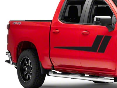 SEC10 Vertical Side Stripes; Matte Black (99-25 Silverado 1500)