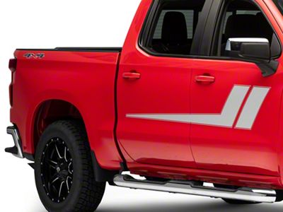 SEC10 Vertical Side Stripes; Silver (99-24 Silverado 1500)