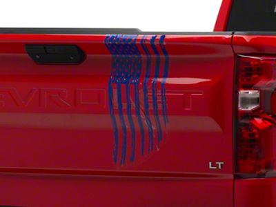 SEC10 Vertical Tailgate Distressed Flag Decal; Blue (99-24 Silverado 1500)