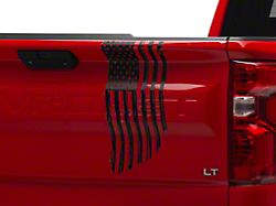 SEC10 Vertical Tailgate Distressed Flag Decal; Matte Black (99-26 Silverado 1500)