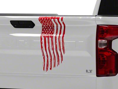 SEC10 Vertical Tailgate Distressed Flag Decal; Red (99-25 Silverado 1500)